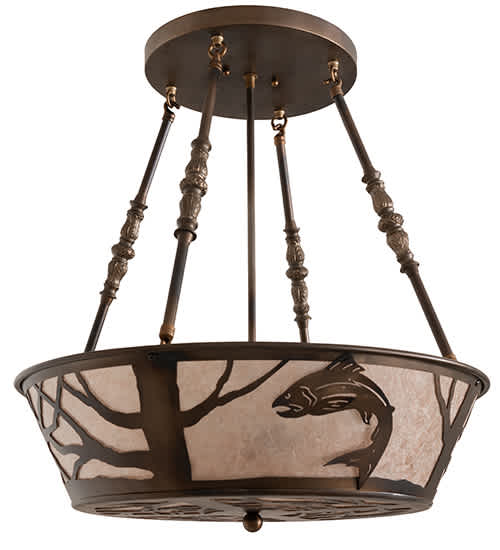 Leaping Trout 4 Light 22" Wide Semi-Flush Ceiling Fixture
