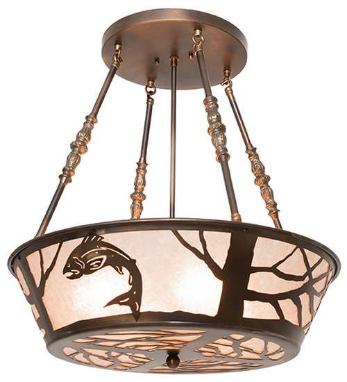 Leaping Trout 4 Light 22" Wide Semi-Flush Ceiling Fixture