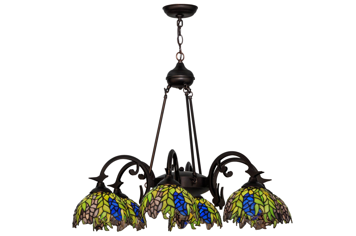 Tiffany Honey Locust 6 Light 32" Wide Chandelier with Tiffany Glass Shade