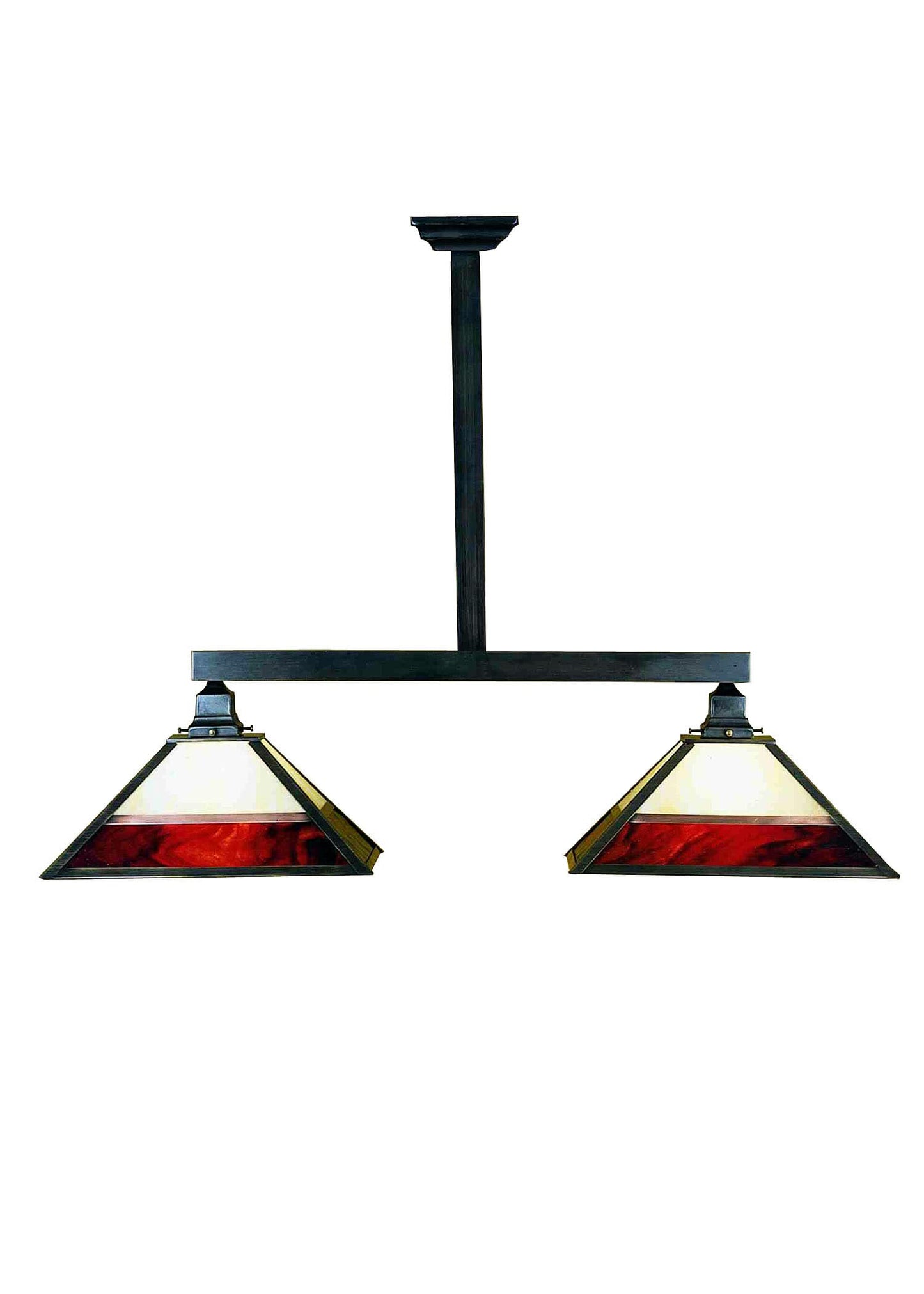 Mission Island 2 Light 42" Wide Linear Chandelier with Tiffany Glass Shade