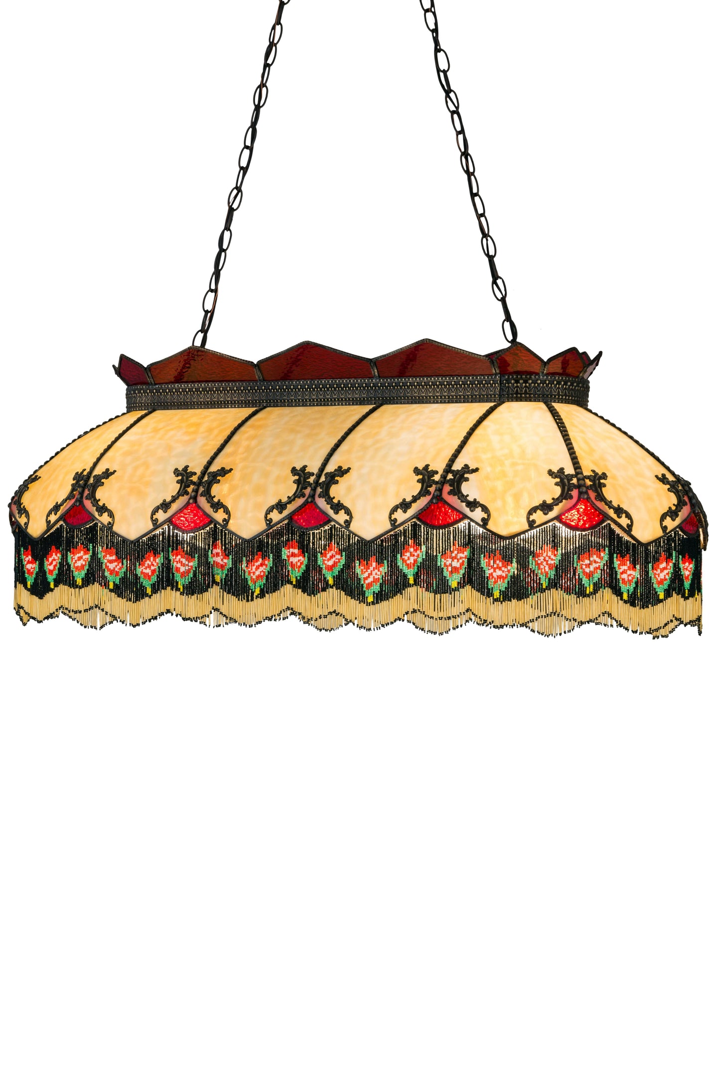 Isabella 6 Light 44" Wide Billiard Chandelier with Multi-colored Glass Shade