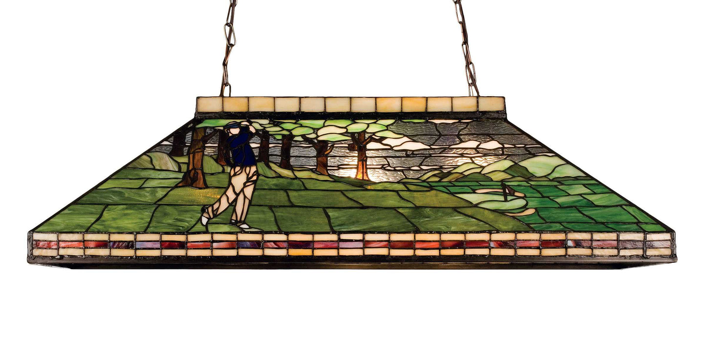 Golf 3 Light 39" Wide Billiard Chandelier with Tiffany Glass Shade