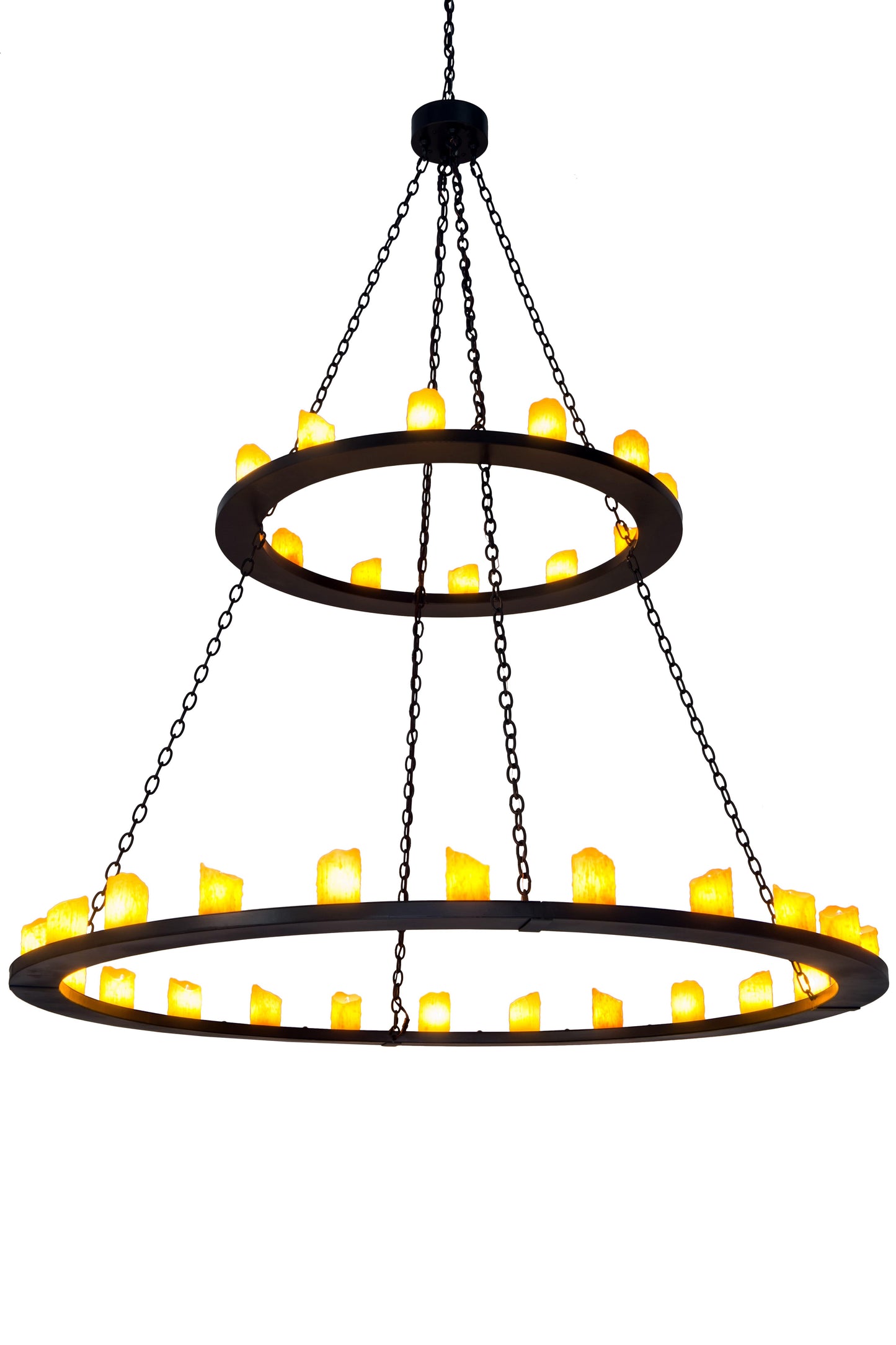 Loxley 36 Light 72" Wide Pillar Candle Chandelier with Yellow Acrylic Shade