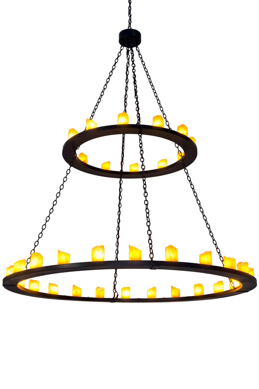 Loxley 36 Light 72" Wide Pillar Candle Chandelier with Yellow Acrylic Shade