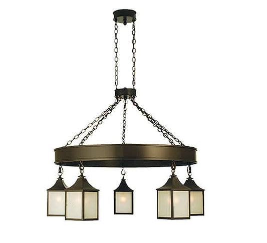 Bigfork 5 Light 48" Wide Chandelier with White Glass Shade