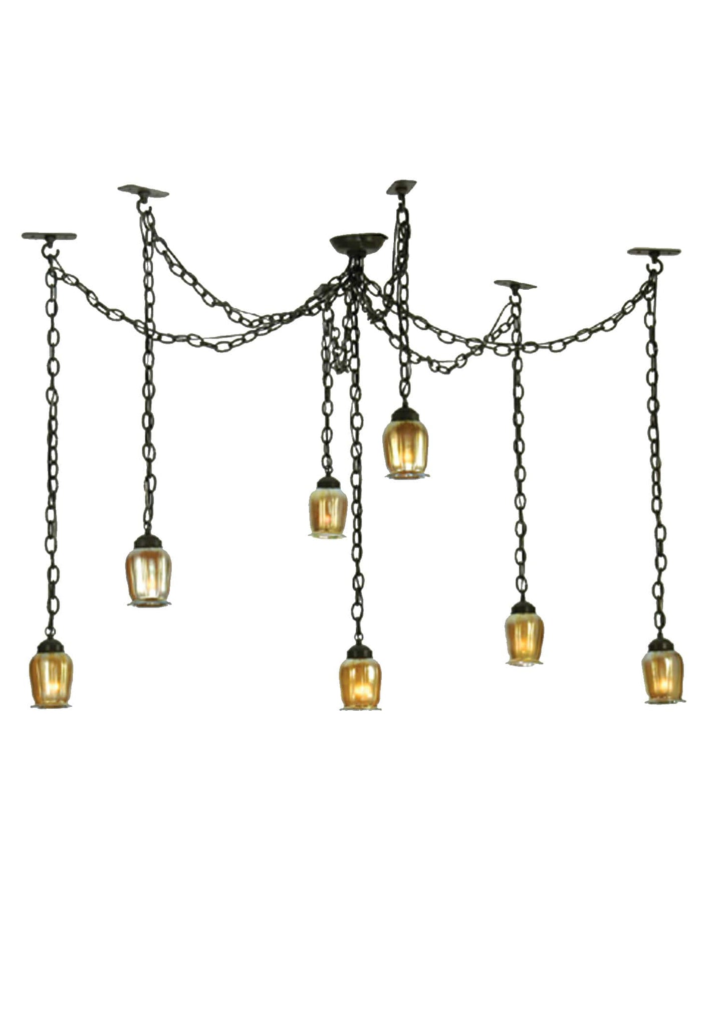 12"-126" W Castilian Favrile 7 Light Adjustable Pendant