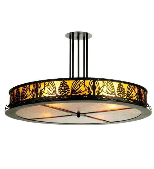Mountain Pine 4 Light 36" Wide Semi-Flush Drum Ceiling Fixture - Textured Black Finish