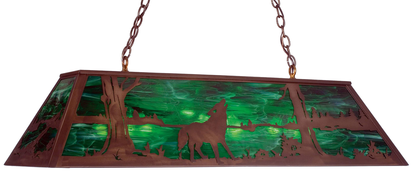 Northwoods 9 Light 48" Wide Billiard Chandelier with Green Glass Shade