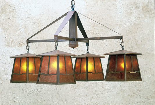 Bungalow Valley View 4 Light 38" Wide Chandelier with Brown Glass Shade