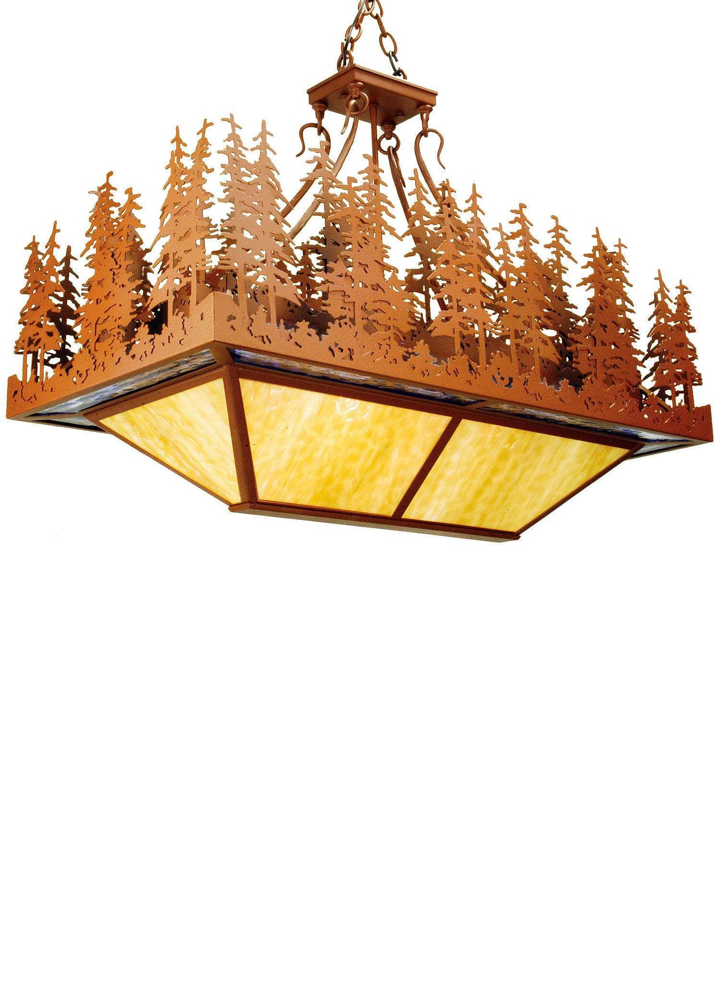 Pine Lake 10 Light 40" Wide Billiard Chandelier with Brown Acrylic Shade