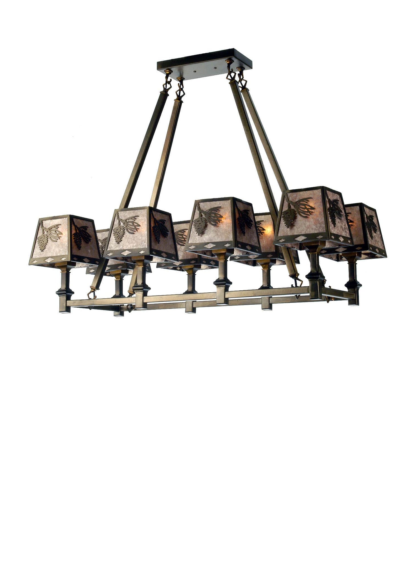Balsam Pine 8 Light 38" Wide Linear Chandelier with Silver Mica Shade