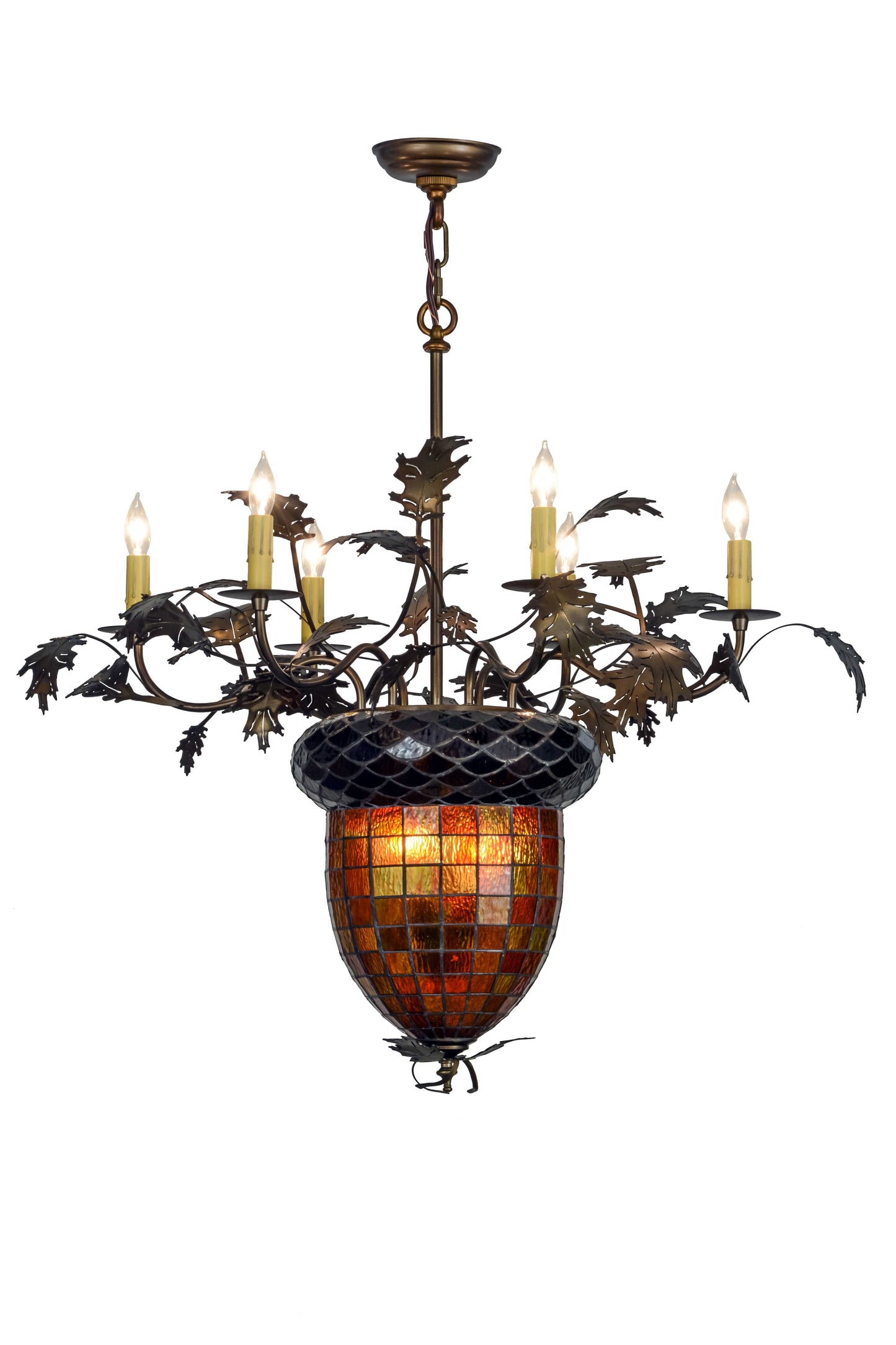 Greenbriar Oak 6 Light 36" Wide Taper Candle Chandelier