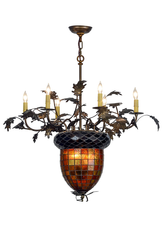 Greenbriar Oak 6 Light 36" Wide Taper Candle Chandelier