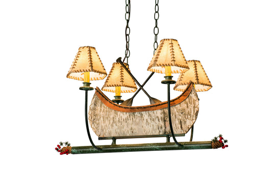 Canoe 4 Light 24" Wide Linear Chandelier with Cream Fabric Shade