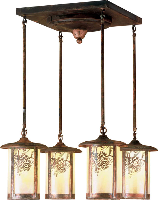 21.5" W Fulton Winter Pine 4 Light Semi-Flushmount Ceiling Fixture