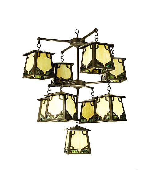 Kirkpatrick 9 Light 36" Wide Chandelier with Green Acrylic Shade