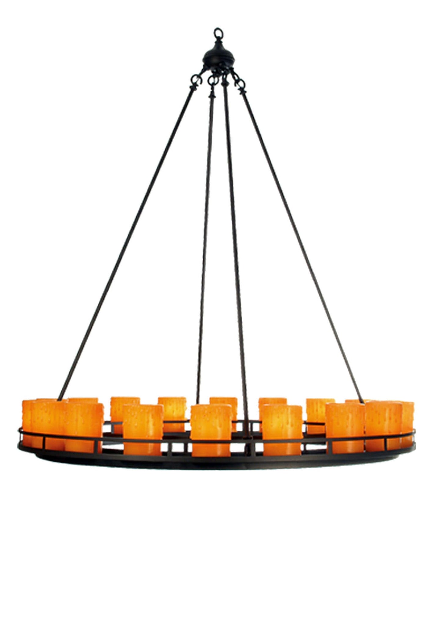 Barbury 18 Light 48" Wide Pillar Candle Chandelier with Orange Acrylic Shade