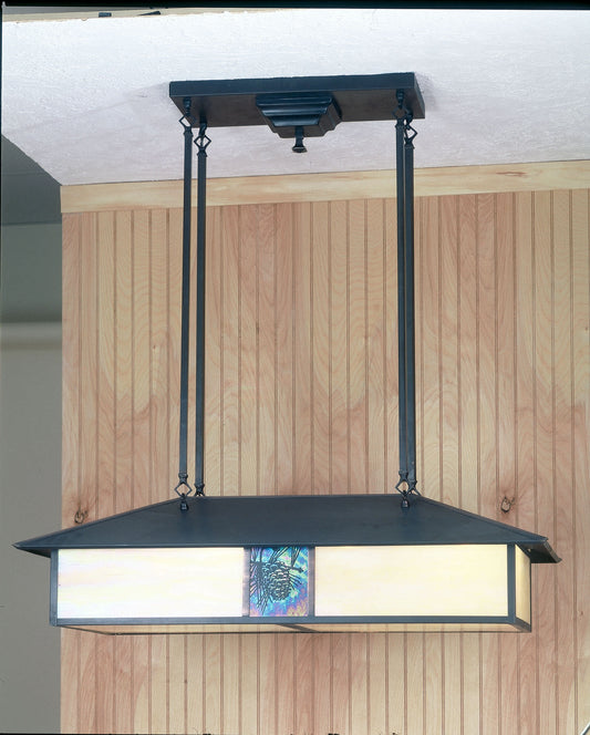 Winter Pine 4 Light 20" Wide Billiard Chandelier with Multi-colored Glass Shade