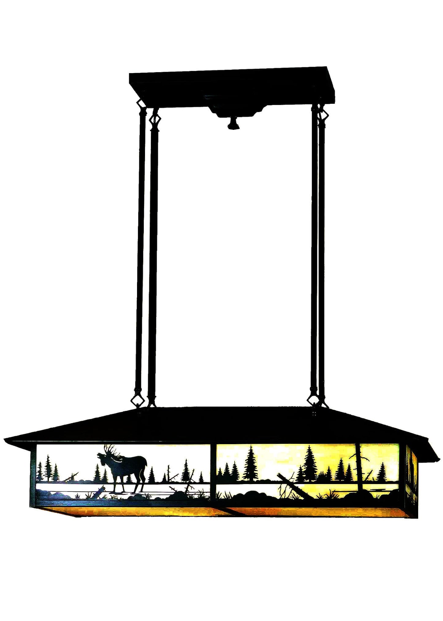 Moose Creek 4 Light 35" Wide Billiard Chandelier with Brown Acrylic Shade