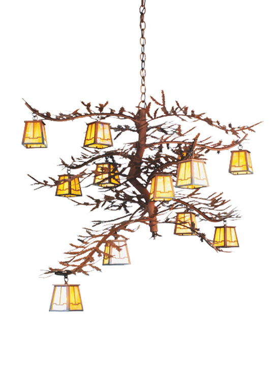 48" W Pine Branch Valley View 12 Light Chandelier