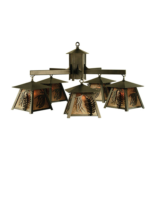 Scotch Pine 5 Light 40" Wide Chandelier with Silver Mica Shade