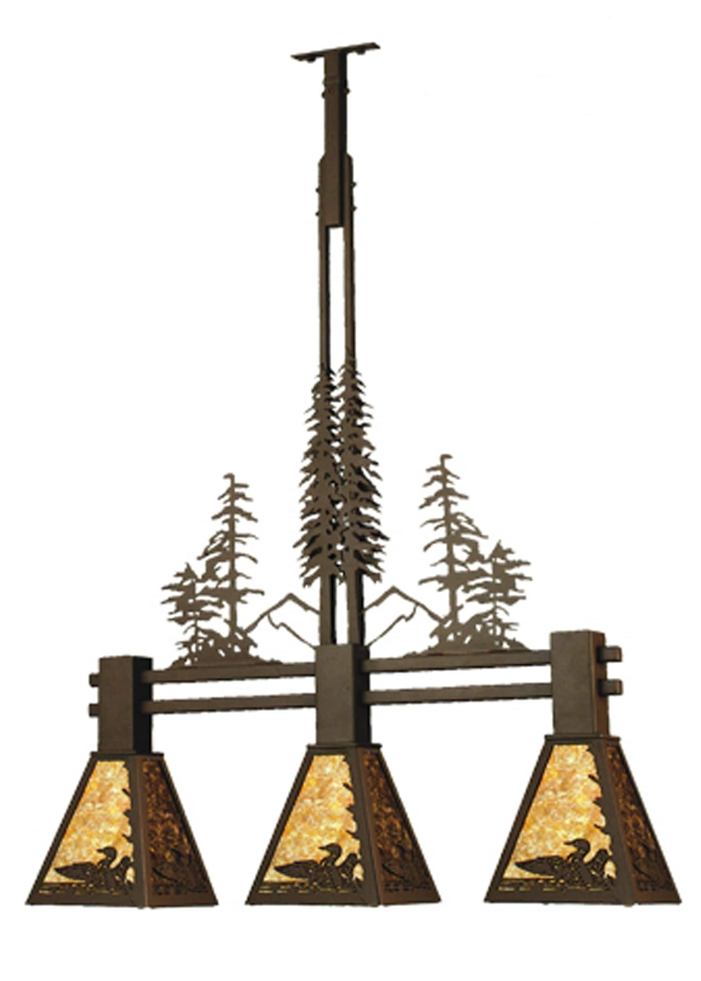 30" L Loon Tall Pines 3 Light Island Chandelier