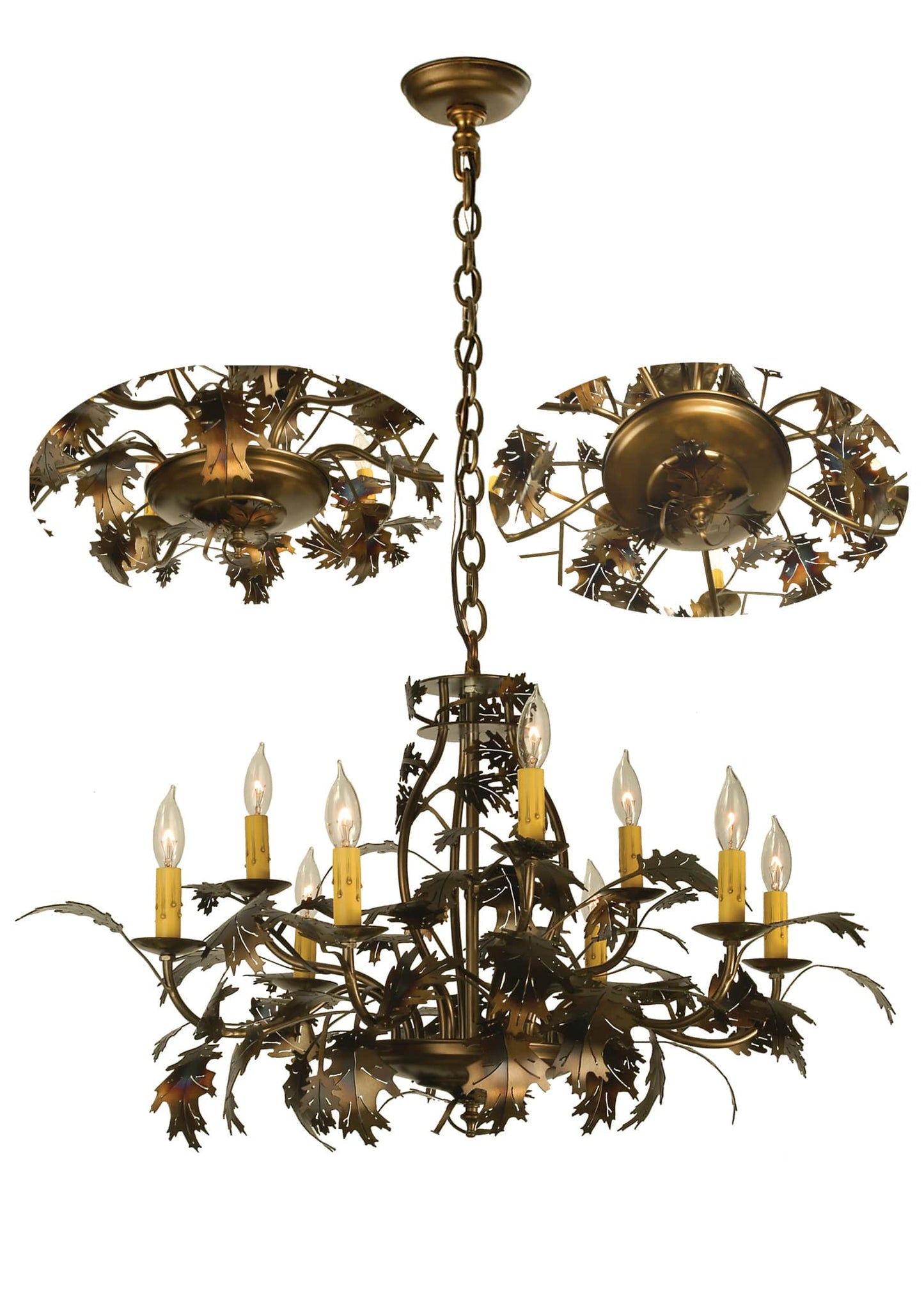 31" W Oak Leaf 9 Light Chandelier