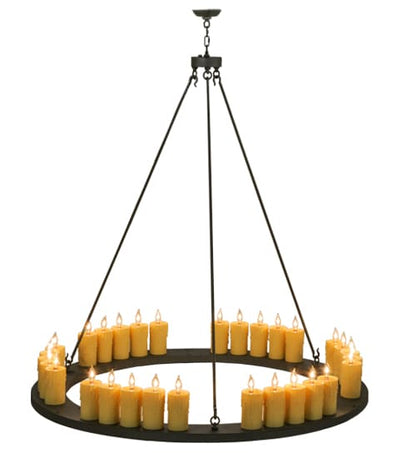 Deina 30 Light 60" Wide Wrought Iron Candle Style Chandelier