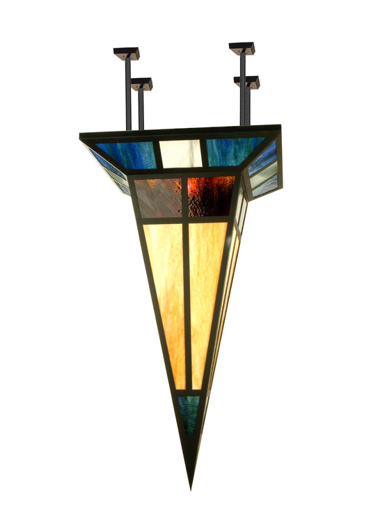 Polaris Single Light 30" Wide Semi Flush Ceiling Fixture with Tiffany Glass Shade