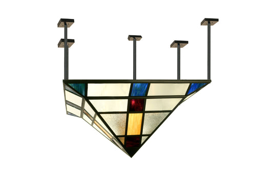 Polaris 8 Light 60" Wide Semi Flush Ceiling Fixture with Tiffany Glass Shade