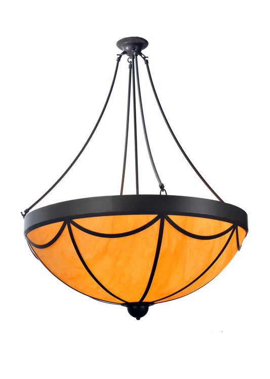 Theatre 6 Light 32" Wide Semi Flush Ceiling Fixture with Yellow Acrylic Shade