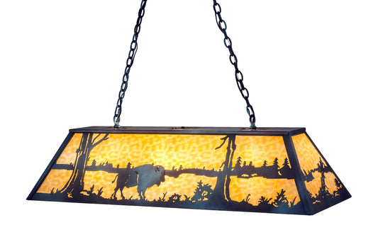 Buffalo at Lake 9 Light 23-3/4" Wide Billiard Chandelier with Yellow Glass Shade
