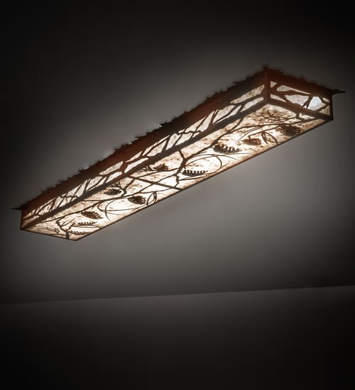Whispering Pines 62" Wide LED Flush Mount Ceiling Fixture - Rust / Wrought Iron Finish