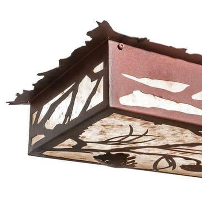 Whispering Pines 62" Wide LED Flush Mount Ceiling Fixture - Rust / Wrought Iron Finish