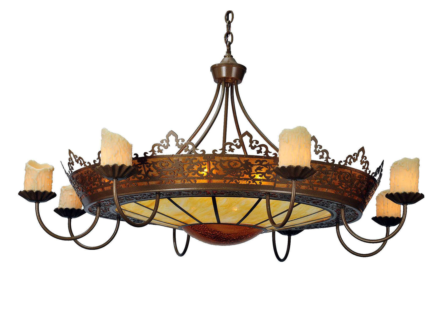 Stanley 20 Light 35" Wide Pillar Candle Chandelier with Brown Mica Shade