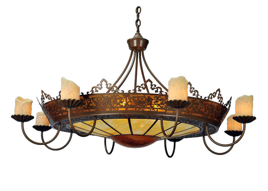 Stanley 20 Light 35" Wide Pillar Candle Chandelier with Brown Mica Shade