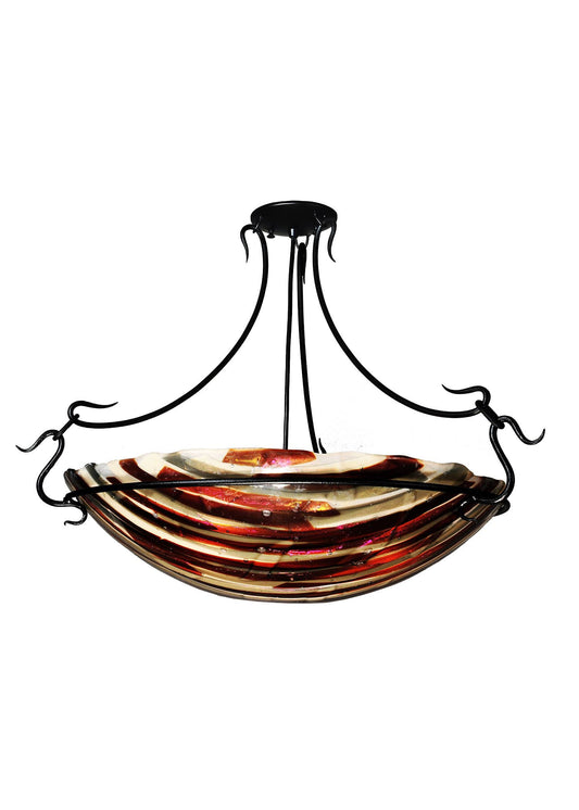 Metro Fusion 3 Light 24" Wide Semi Flush Ceiling Fixture with Multi-colored Glass Shade
