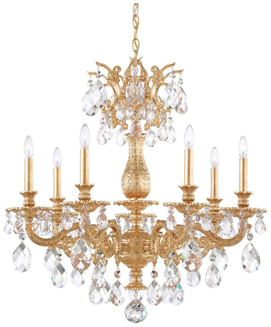 Milano 28.5"H x 27"W 7-Light Crystal Chandelier in French Gold