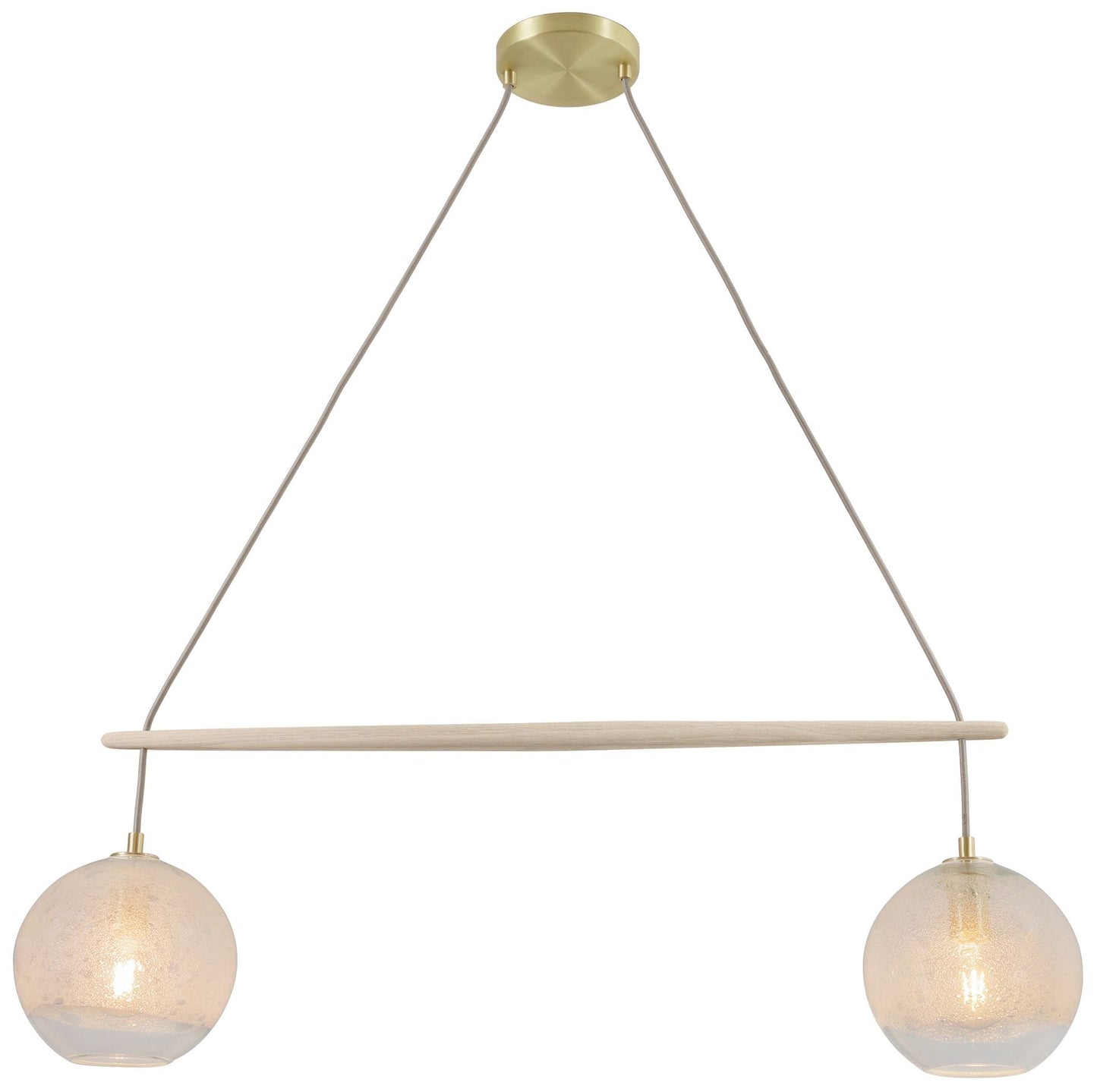 Miro 9" Wide Clear Bubble Glass Oak Crossbar Chandelier w/ Brass Accen