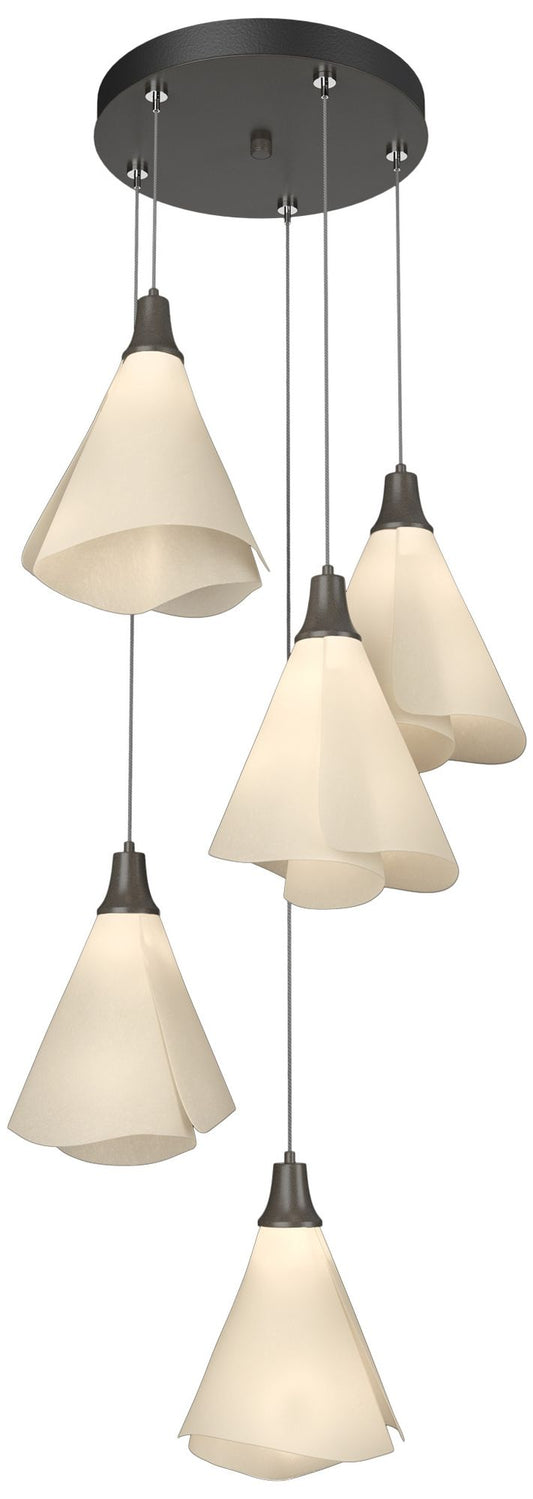Mobius 17.3" Wide 5-Light Dark Smoke Pendant With Spun Frost Shade
