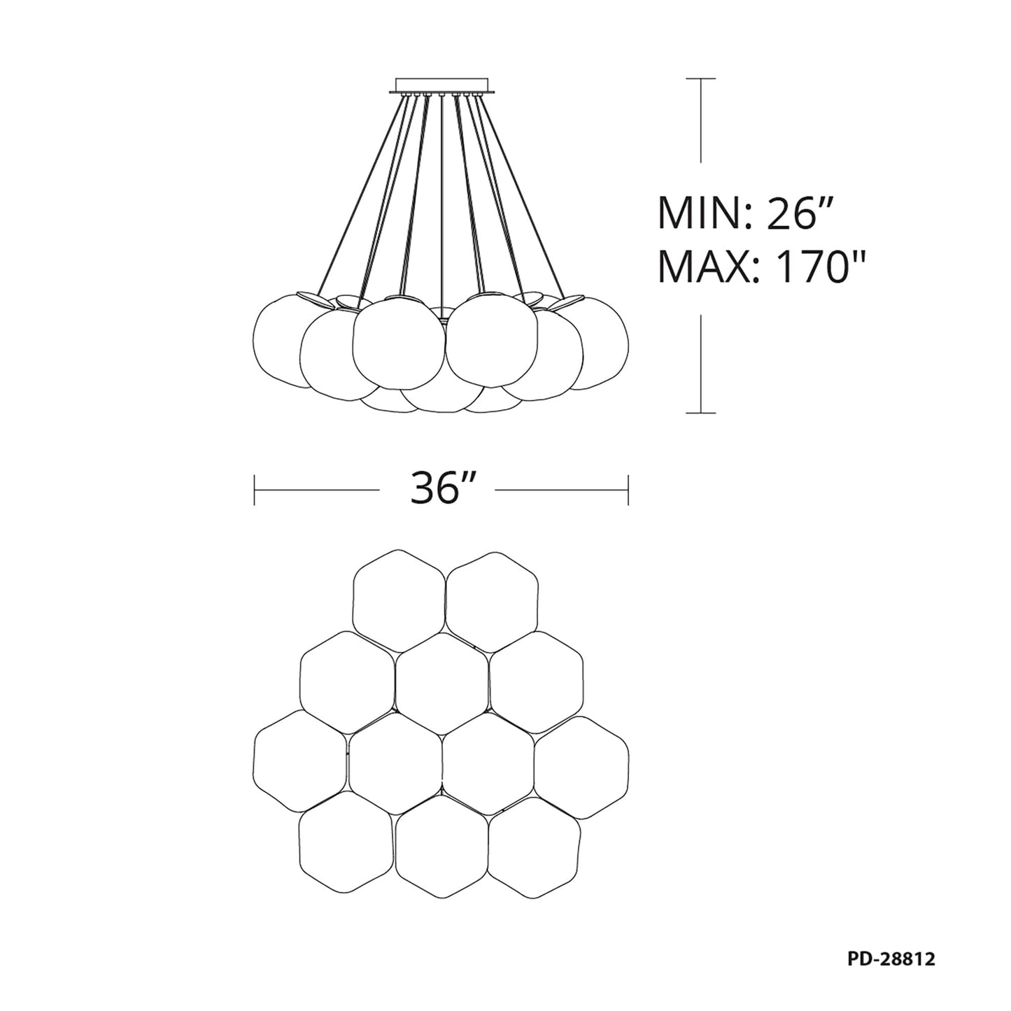 Cosmic 12 Light 36" Wide LED Suspension Multi Light Pendant