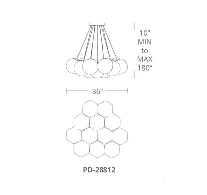 Cosmic 12 Light 36" Wide LED Suspension Multi Light Pendant