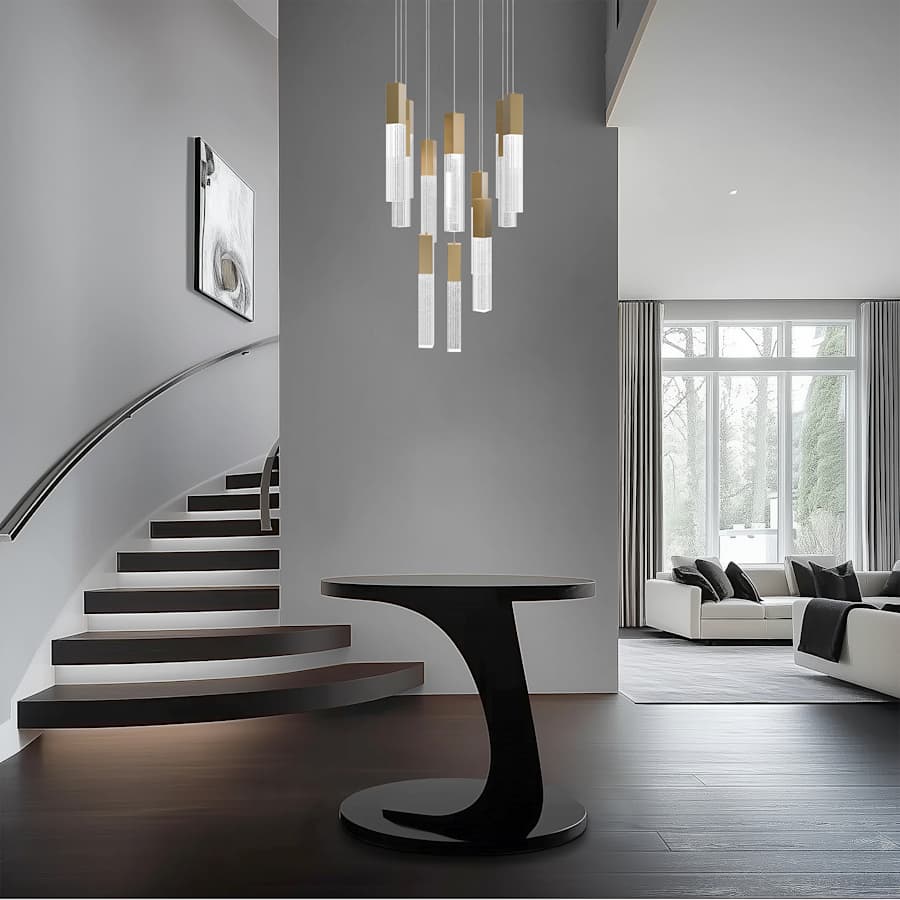 Modern Forms Cinema 28" Wide LED Crystal Multi Light Pendant with Clear, Seedy Crystal Shades