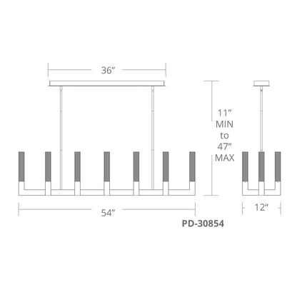 Cinema 12 Light 54" Wide Integrated LED Linear Chandelier
