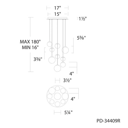 Pisces 9 Light 17" Wide LED Multi Light Pendant