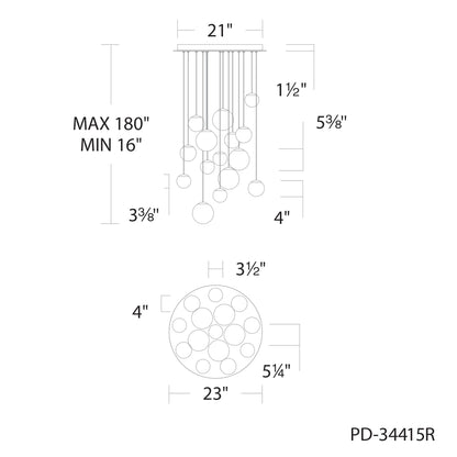 Pisces 15 Light 23" Wide LED Multi Light Pendant