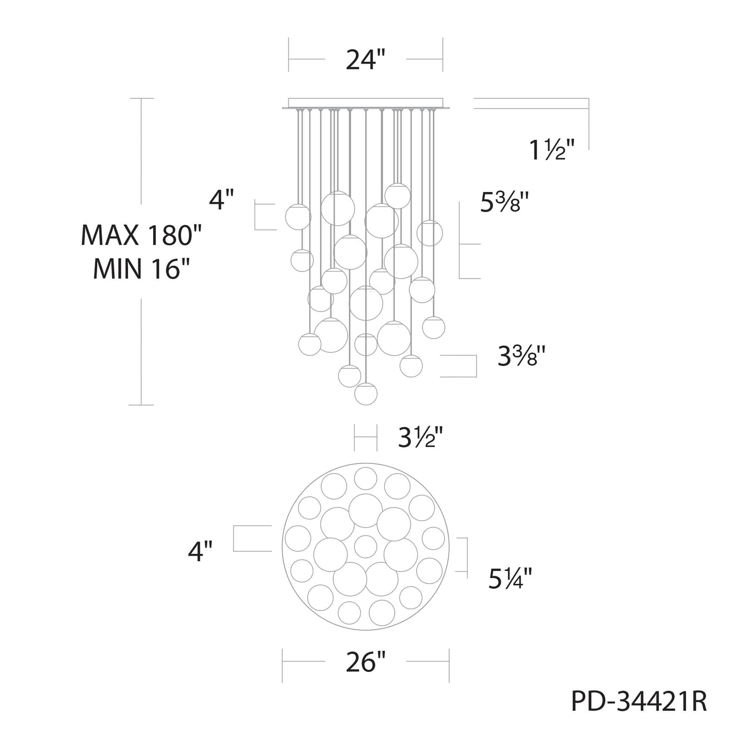 Pisces 21 Light 26" Wide LED Multi Light Pendant