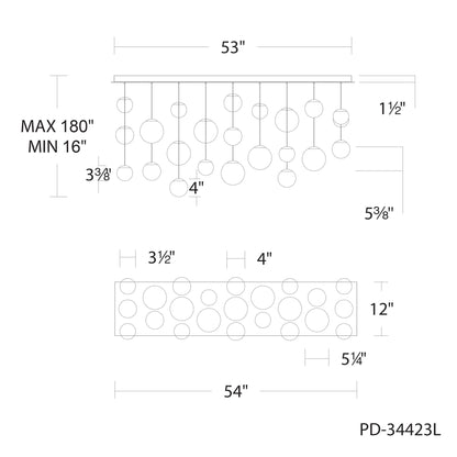 Pisces 23 Light 12" Wide LED Linear Pendant
