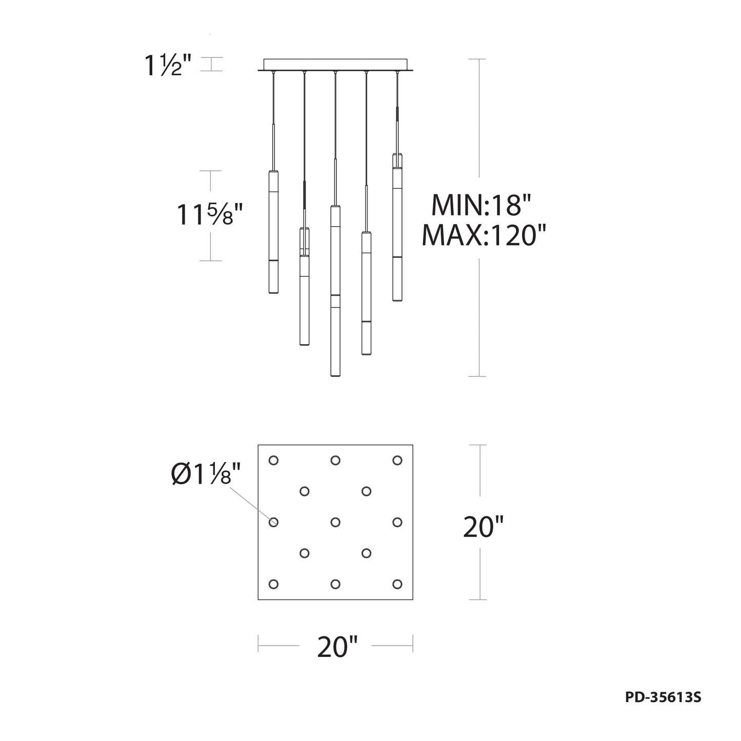 Magic 13 Light 20" Wide LED Abstract Multi Light Pendant