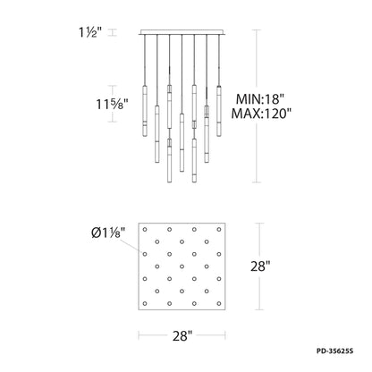 Magic 25 Light 28" Wide LED Abstract Multi Light Pendant